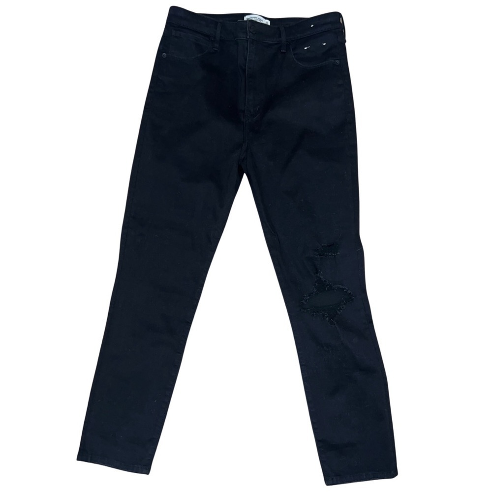 Abercrombie & Fitch Distressed Black High Rise Super Skinny Ankle Jeans 31 12R